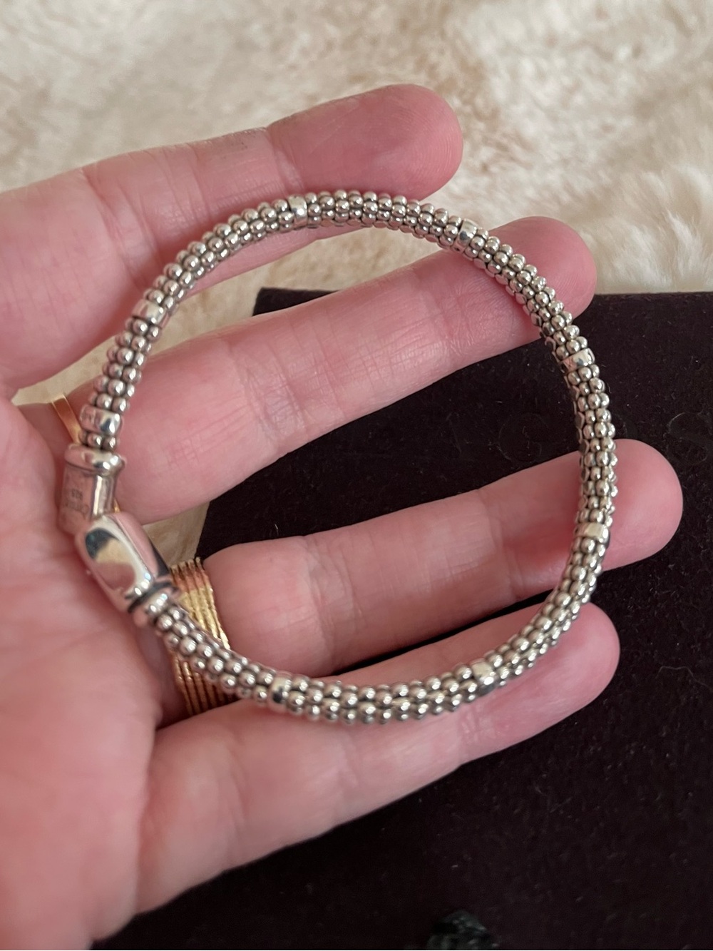 Stunning LAGOS Signature Sterling Silver Caviar Station Bracelet M! - Picture 16 of 16
